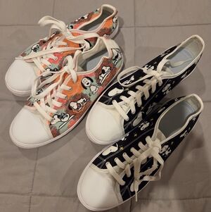 LOT OF TWO - SNOOPY SNEAKERS - NO SIZE LABEL (BOTTOM SOLES MEASURE 11.5") - NEW